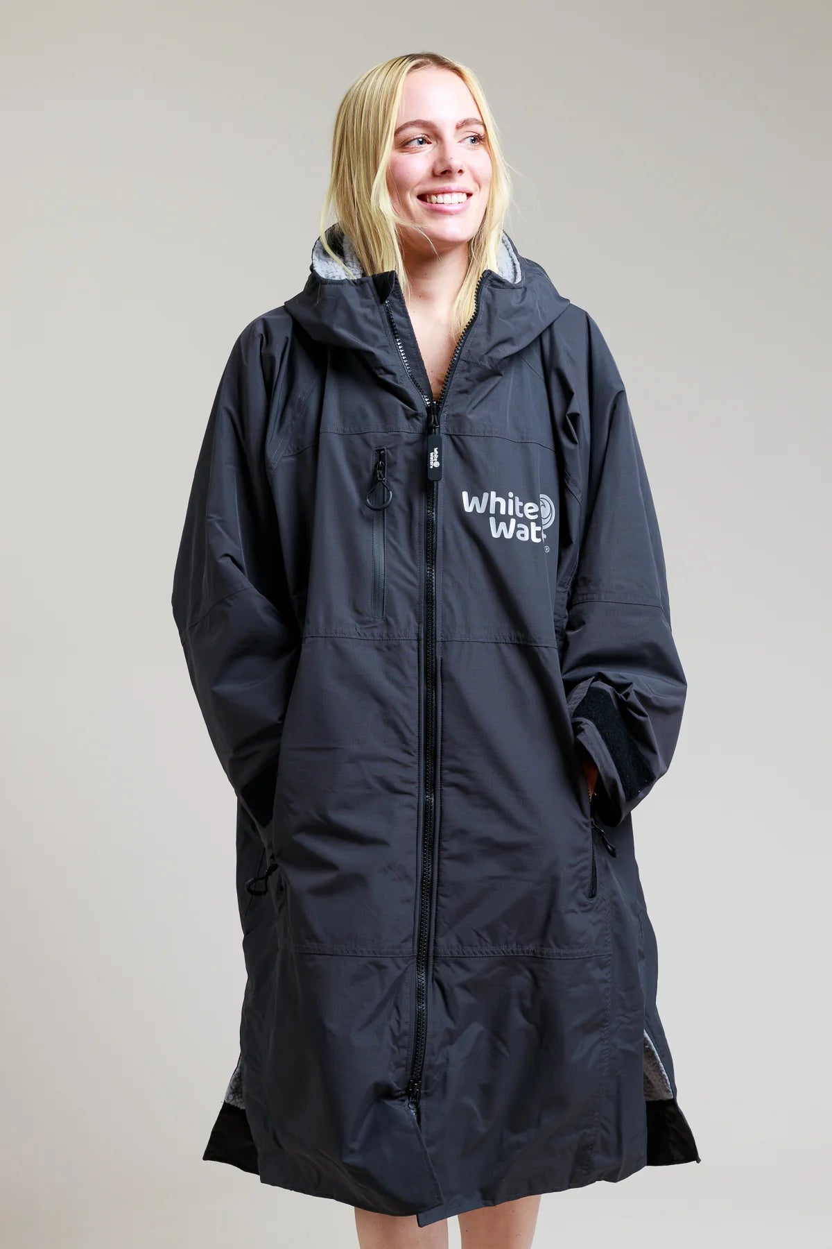 Surf Poncho - Gassi Mantel - Outdoor Mantel, schwarz, Größe L
