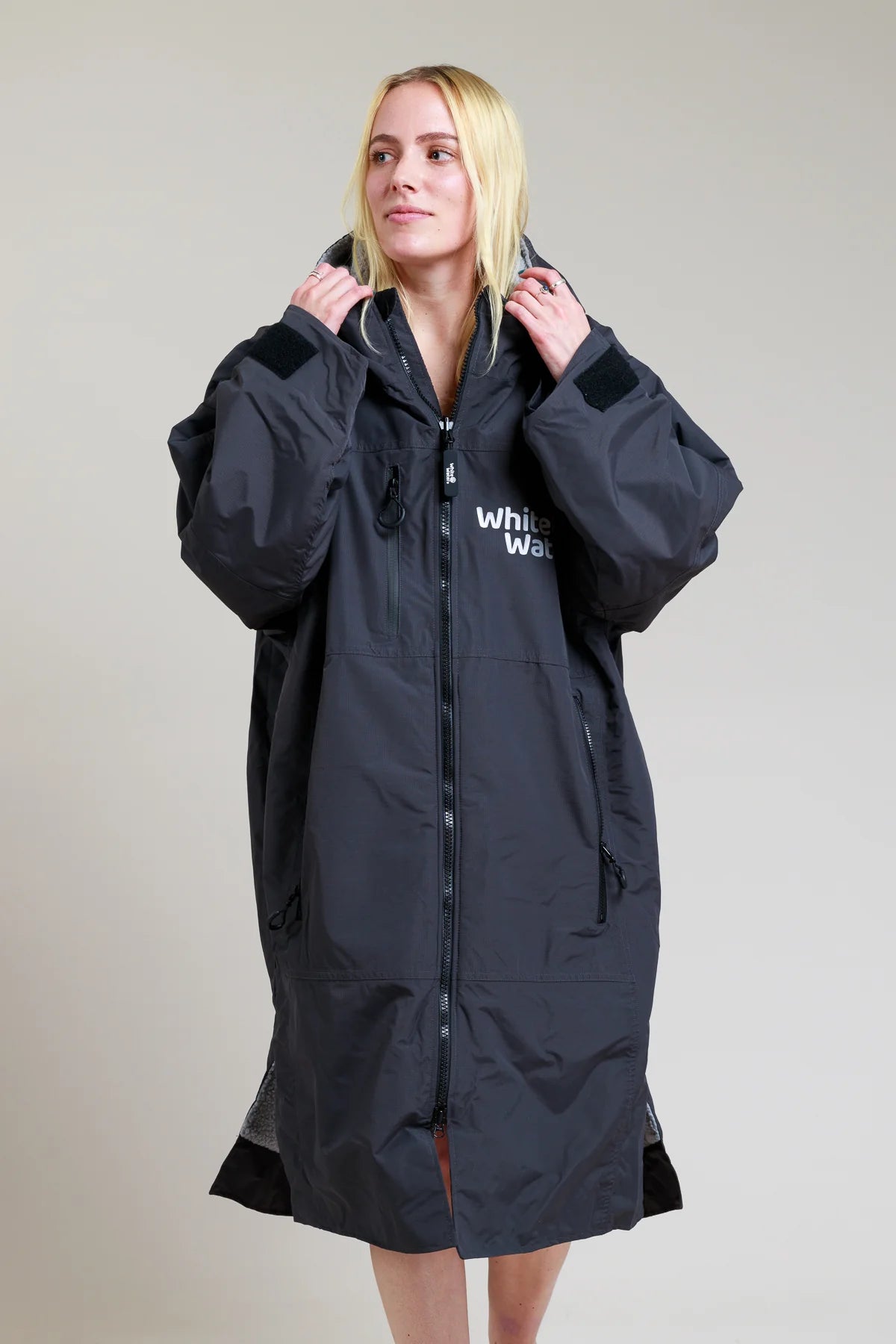 Surf Poncho - Gassi Mantel - Outdoor Mantel, schwarz, Größe L