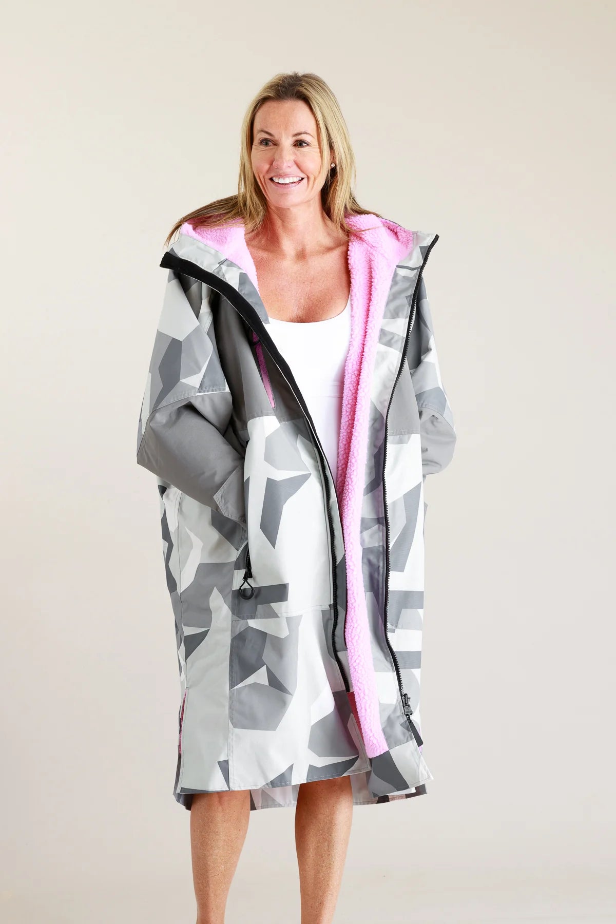 Surf Poncho - Gassi Mantel - Outdoor Mantel, Artic Carmo/ Pink Größe L