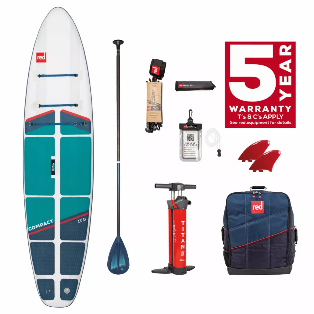 TESTBOARD-2022 SET Red Paddle Co COMPACT 11'0" x 32" x 4,7" + 2022 Red Paddle Co Carbon-Nylon Vario Travel 5pc Paddle LeverLock